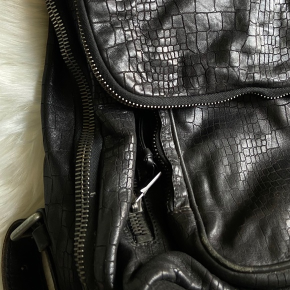 John Varvatos Croc-embossed Leather Mens Backpack In Black - Picture 4 of 10